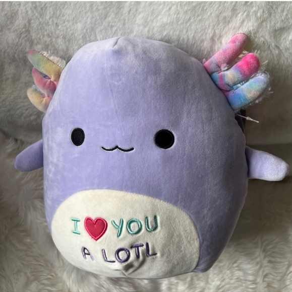 NWT Monica the Axolotl 12' RARE "Love U A Lotl” Valentine Plush Toy NWT 💜💜 - Picture 10 of 11